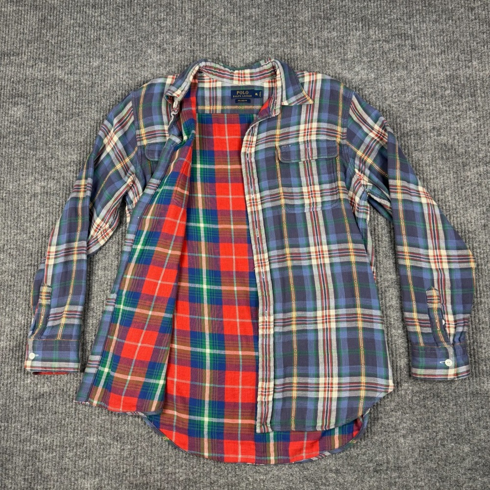 Polo Ralph Lauren Flannel Shirt Mens XL Double Face Plaid Relaxed Fit Cotton